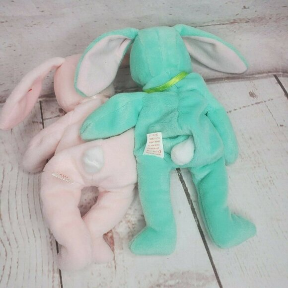 2 Vintage Ty Beanie Baby Bunny Rabbit Lot Hoppity Hippity No Tags 1996 PVC - Picture 9 of 9